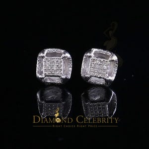 Women&#39;s Stud In 925 White Sterling Silver 0.10ct Diamond Stud Men&#39;s Earrings