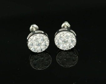 3.02ct Cubic Zirconia 925 White Sterling Silver Hip Hop Round Earring for Ladies