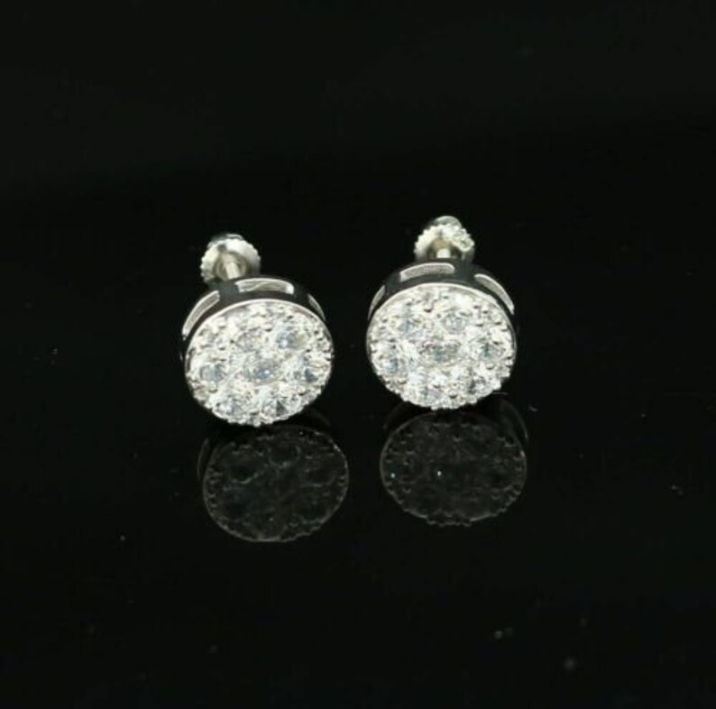 3.02ct Cubic Zirconia 925 White Sterling Silver Hip Hop Round Earring for Ladies image 1