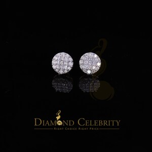 Diamond Celebrity&#39;s3.46ct Cubic Zirconia 925 Yellow Sterling Silver Women&#39;s Hip Hop Round Earrings