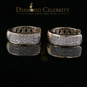 0.15ct Diamond Sterling Silver Yellow Hoop Stud Earrings For Men's / Women's