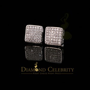 White Silver 0.72ct Cubic Zirconia Hip Hop Square Earrings for Women&#39;s & Men&#39;s