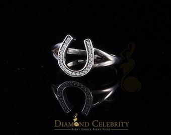 Diamond Celebrity Sterling 0.25ct Cubic Zirconia Witzilveren Hoefijzer Dames-/Herenring Maat 7