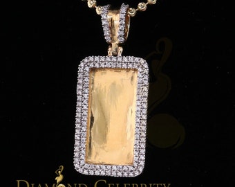 Diamond Celebrity's Yellow 925 sterling Silver FANCY Rectangle Pendant 1.32ct Cubic Zirconia Stone
