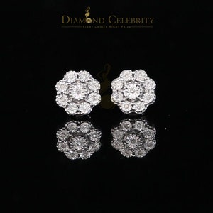 0.03ct Diamond 925 Sterling Silver White Floral Earrings For Men's & Women's