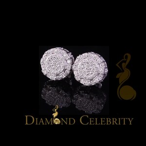 Diamond Celebrity&#39;s Round Stud Earrings Men&#39;s/Womens 925 Silver White 0.50ct VVS &#39;D&#39; Moissanite