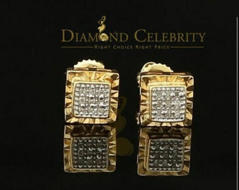 Diamond Celebrity's 0.05ct Diamond For Yellow 925 Sterling Silver Men's & Women's Square Earrings
