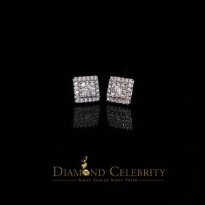 1.2ct Cubic Zirconia 925 Yellow Silver Women&#39;s & Men&#39;s Hip Hop Square Earrings