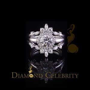 Diamond Celebrity's 925 White Silver Solitaire Enhancer 1.66ct Moissanite Guard Wrap Ring Insert SZ7