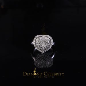 Diamond Celebrity's New Puffy Heart Ring SZ 7 Real Diamond 0.25ct White 925 Sterling Silver Womens