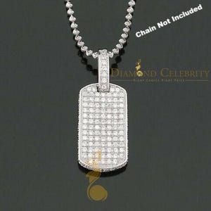 Diamond Celebrity&#39;s Fashion 925 Sterling Silver Dog Tag Shape Pendant White 2.80ct Cubic Zirconia