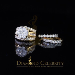 Yellow Silver 14.00ct Cubic Zirconia Ring Multi Row Bridal Ladies Ring Size 8