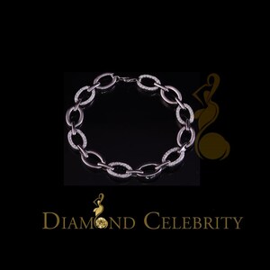 White 925 Sterling Silver Cubic Zirconia Stone Link Lock Bracelet Size 7 Inches