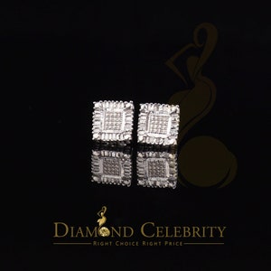 0.25ct Real Diamond 925 White Silver Hip Hop Square Earring For Women's & Men's