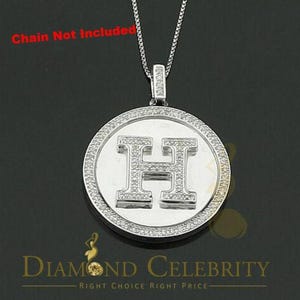 Sterling Silver White 0.25CT Diamond for Men's and Women's Initial "H" Pendant
