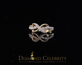 Diamondcelebrity's Real Diamond 0.15 CT Womens Sterling Silver Yellow Infinity Engagement Ring SZ 7