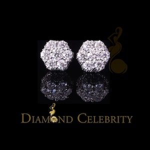 Diamond Celebrity&#39;s Men&#39;s/Women&#39;s 925 Silver White 2.00ct VVS &#39;D&#39; Moissanite Floral Stud Earrings