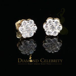 Diamond Celebrity&#39;s925 Yellow Silver Sterling 1.50ct Cubic Zirconia Hip Hop Floral Women&#39;s Earrings