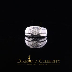 925 Sterling Silver White Metal with 0.25CT Real Diamond Wide Men's Ring SZ 11