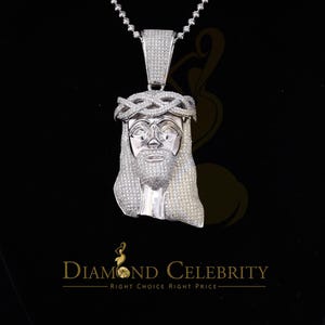 Diamond Celebrity&#39;s Attractive 7.90ct Cubic Zirconia White Sterling Silver Jesus face Shape Pendant
