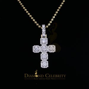 Diamond Celebrity&#39;s Yellow 925 Sterling Silver Cross Fashion Pendant 8.03ct Cubic Zirconia Stone