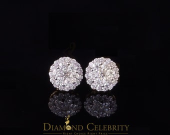 Diamond Celebrity's Men's/Womens 925 Silver Yellow 2.00ct VVS 'D' Moissanite Round Stud Earrings