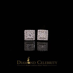 1.2ct Cubic Zirconia 925 White Sterling Silver Women&#39;s Hip Hop Square Earrings