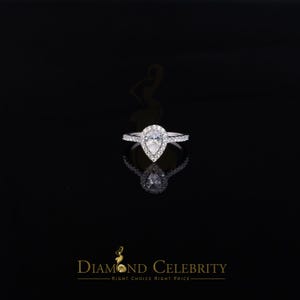 Diamond Celebrity&#39;s 1.72ct Cubic Zirconia 925 White Silver Pear Engagement Men&#39;s/Womens Ring Size 7