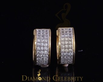 Hip Hop Yellow 925 Silver 0.66ct Cubic Zirconia Women's & Men's Hoop Earrings