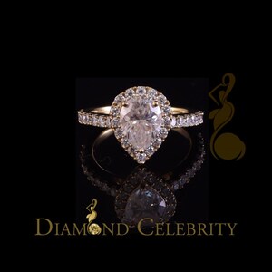 10K Yellow Gold 2.50CT &#39;VVS&#39; &#39;FL&#39; D clr Pear Cut Moissonite Womens Ring Size 7
