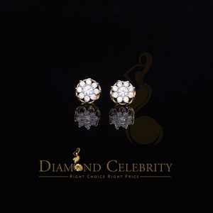 Diamond Celebrity&#39;s925 Yellow Silver 1.34ct Cubic Zirconia Hip Hop Floral Women&#39;s & Men&#39;s Earrings