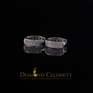 0.15ct Diamond 925 Sterling Silver White Hoop Stud Earring For Men's & Women's