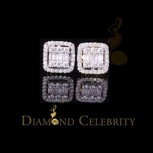 Diamond Celebrity's Men's/Womens 925 Silver White 1.10ct VVS 'D' Moissanite Square Stud Earrings