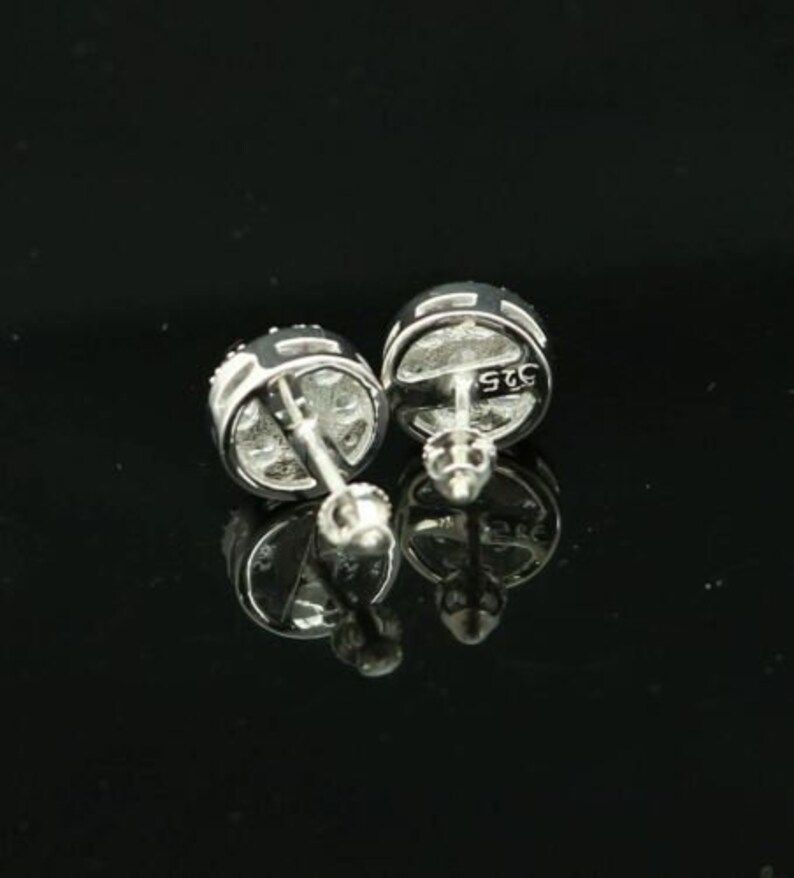 3.02ct Cubic Zirconia 925 White Sterling Silver Hip Hop Round Earring for Ladies image 4