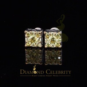 2.00ct Cubic Zirconia 925 White Silver Women&#39;s & Men&#39;s Hip Hop Square Earrings