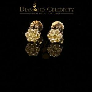 Diamond Celebrity&#39;s925 Yellow Silver 0.18ct Cubic Zirconia Women&#39;s & Men&#39;s Hip Hop Floral Earrings