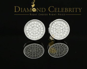 Diamond Celebrity's0.78ct Cubic Zirconia 925 White Silver Women's & Men's Hip Hop Round Earrings