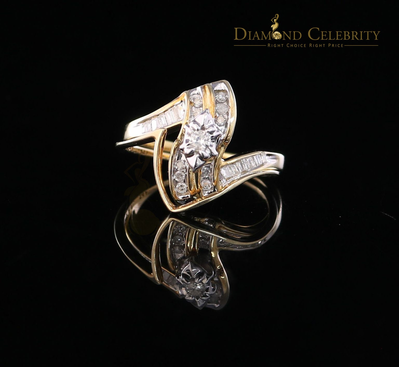 Real 14 Kt Yellow Gold With 0.25CT Real Diamond BUGGET 'Z
