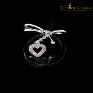Real 0.10 CT Diamond with 10 kt White Gold HEART shape Womens Ring Size 6.5