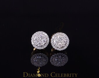 Diamond Celebrity's Moissanite Round Stud Earrings Men's/Womens 925 Silver Yellow 0.50ct VVS 'D'