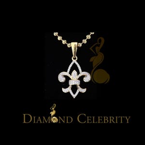 Diamond Celebrity&#39;s Yellow 925 Sterling Silver Charm Necklace Pendant with 0.78ct Cubic Zirconia