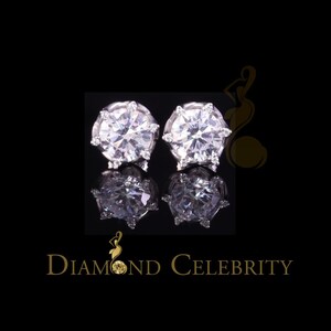 Diamond Celebrity&#39;s Men&#39;s/Womens 925 Silver White 1.50 ct VVS &#39;D&#39; Moissanite Round Stud Earrings