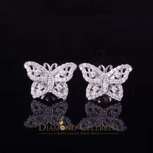 Diamond Celebrity&#39;s Men&#39;s/Women&#39;s 925 Silver White 0.50ct VVS &#39;D&#39; Moissanite Butterfly Stud Earrings