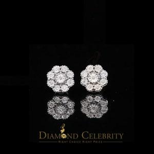 0.03ct Diamond 925 Sterling Silver Yellow Floral Earrings For Men's & Women's
