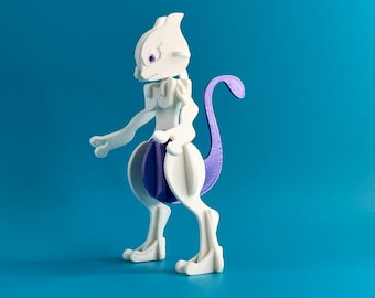 3D Printed Mewtwo Kit Card Model - DIY Puzzle Figure - Pokémon Assembly Toy