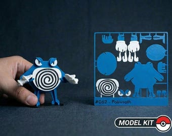 3D Printed Poliwrath Kit Card Model - DIY Puzzle Figure - Pokémon Assembly Toy