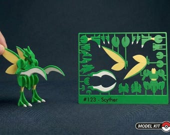 3D Printed Scyther Kit Card Model - DIY Puzzle Figure - Pokémon Assembly Toy