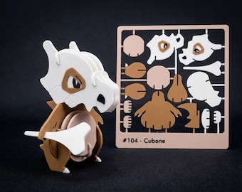 3D Printed Cubone Kit Card Model - DIY Puzzle Figure - Pokémon Assembly Toy