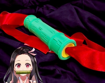 Nezuko Kamado Bamboo Muzzle with Ribbon  Cosplay Prop 3D Printed Halloween Party