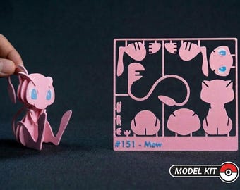 3D Printed Mew Kit Card Model - DIY Puzzle Figure - Pokémon Assembly Toy